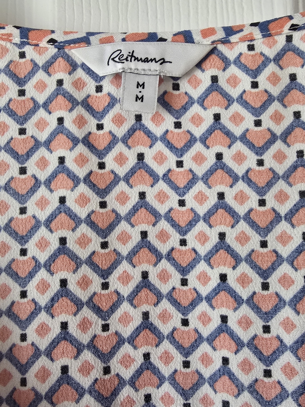 Reitmans Pink and Navy Geometric A-Line Dress - Picture 2 of 3